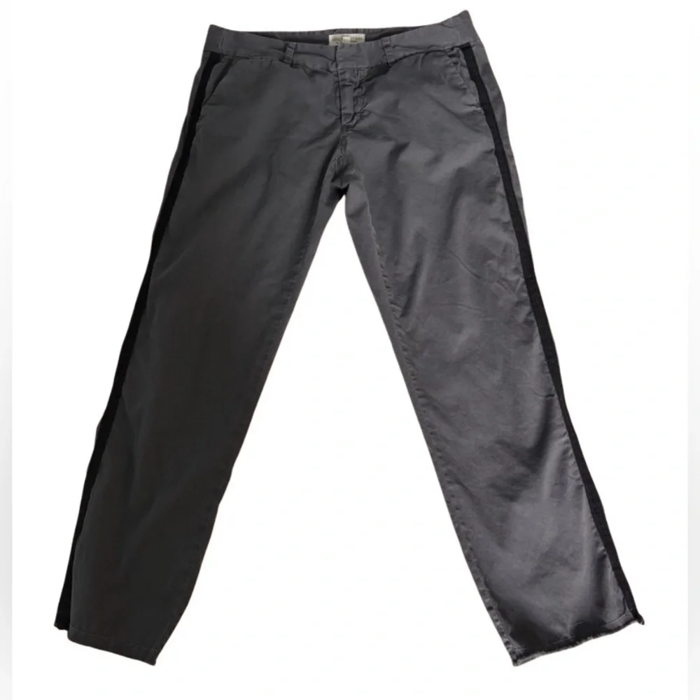 Nili Lotan East Hampton Grey Pants Black Side Stripe Size 6 Cotton